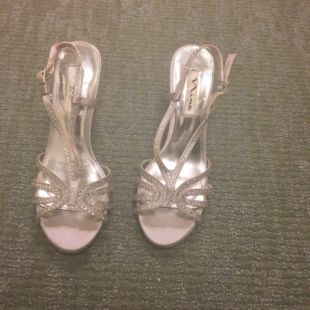 Adrianna Papell Silver Sparkling Formal Sandals